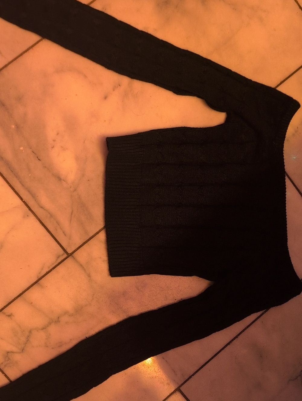 Guess by Marciano Black Off-the-Shoulder Crop Sweater